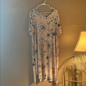 Calvin Klein Blush Pink Floral Dress with Black Outline Print